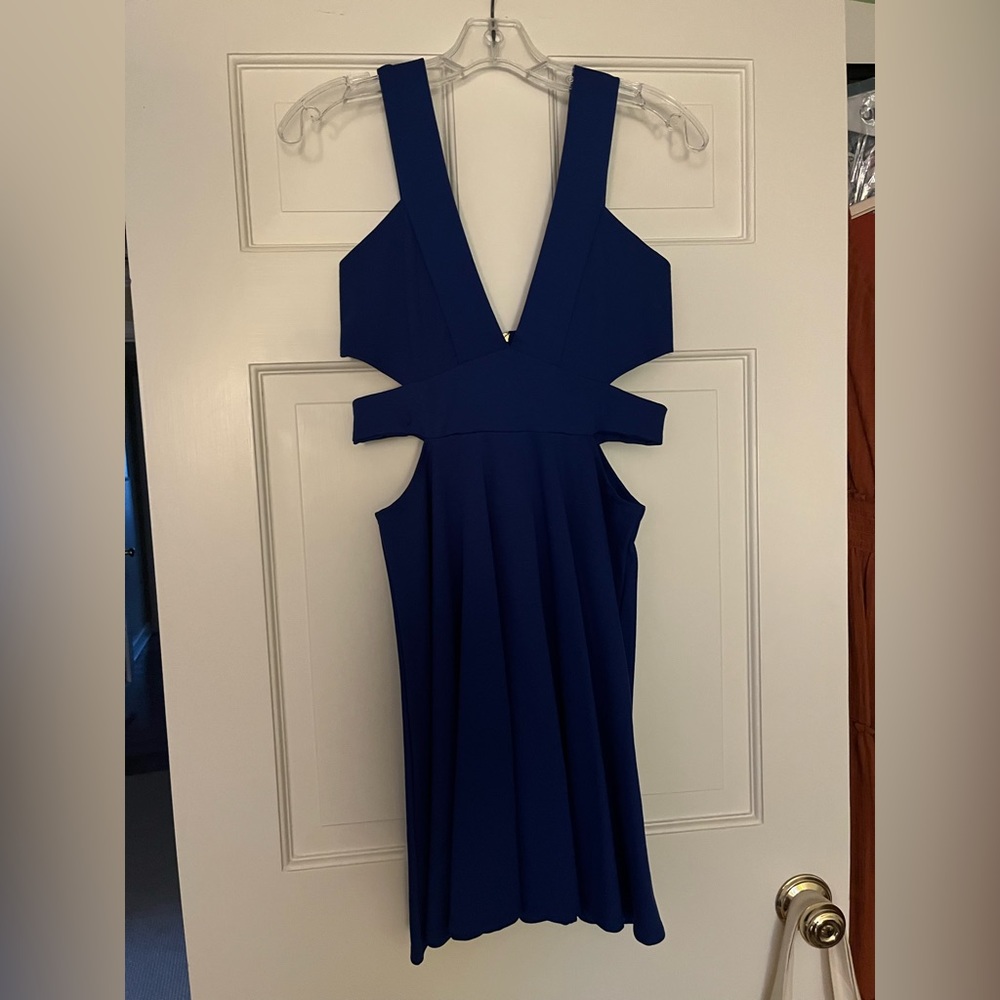Flowy Cut Out Blue Party Dress